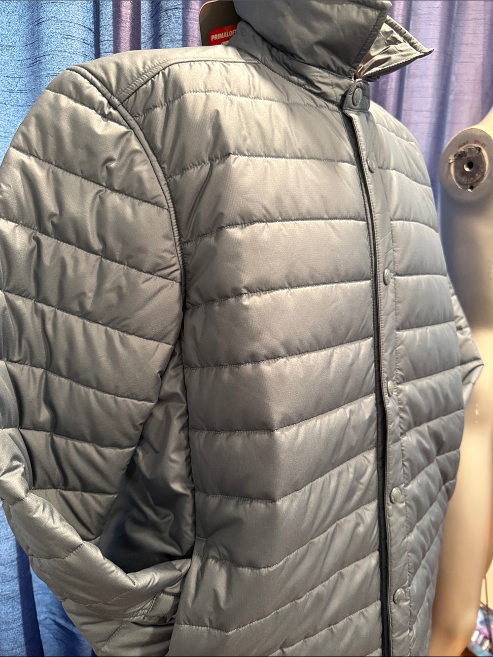 Primark Men's Quilted Puffer Jacket in Charcoal Gray